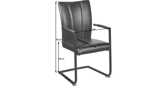 ARMLEHNSTUHL in Stahl Lederlook - Schwarz/Braun, Trend, Textil/Metall (59/96/52cm) - Ambia Home