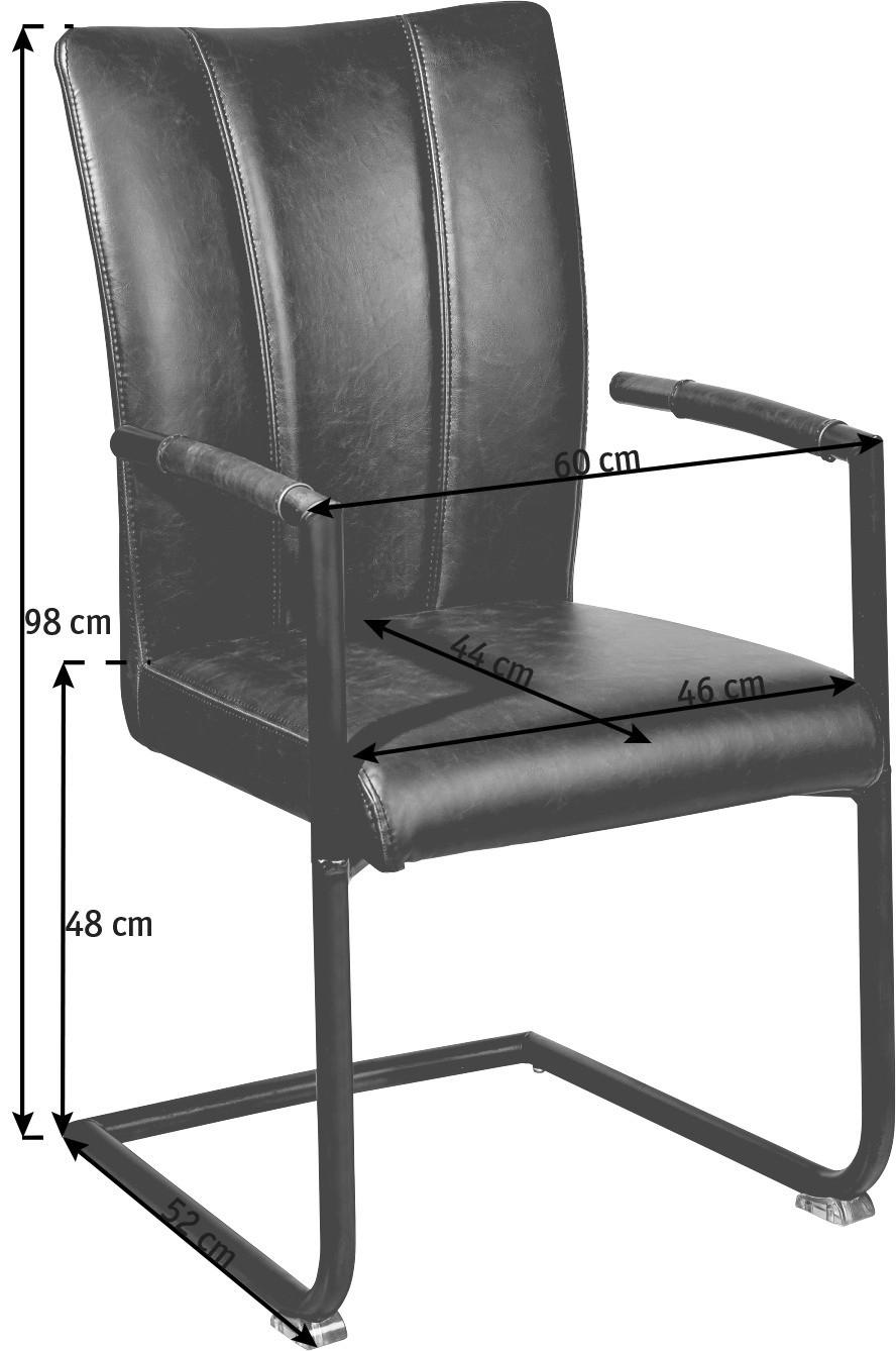 ŽIDLE S PODRUČKAMI, ocel, vzhled kůže, hnědá - černá/hnědá, Trend, kov/textil (59/96/52cm) - Ambia Home