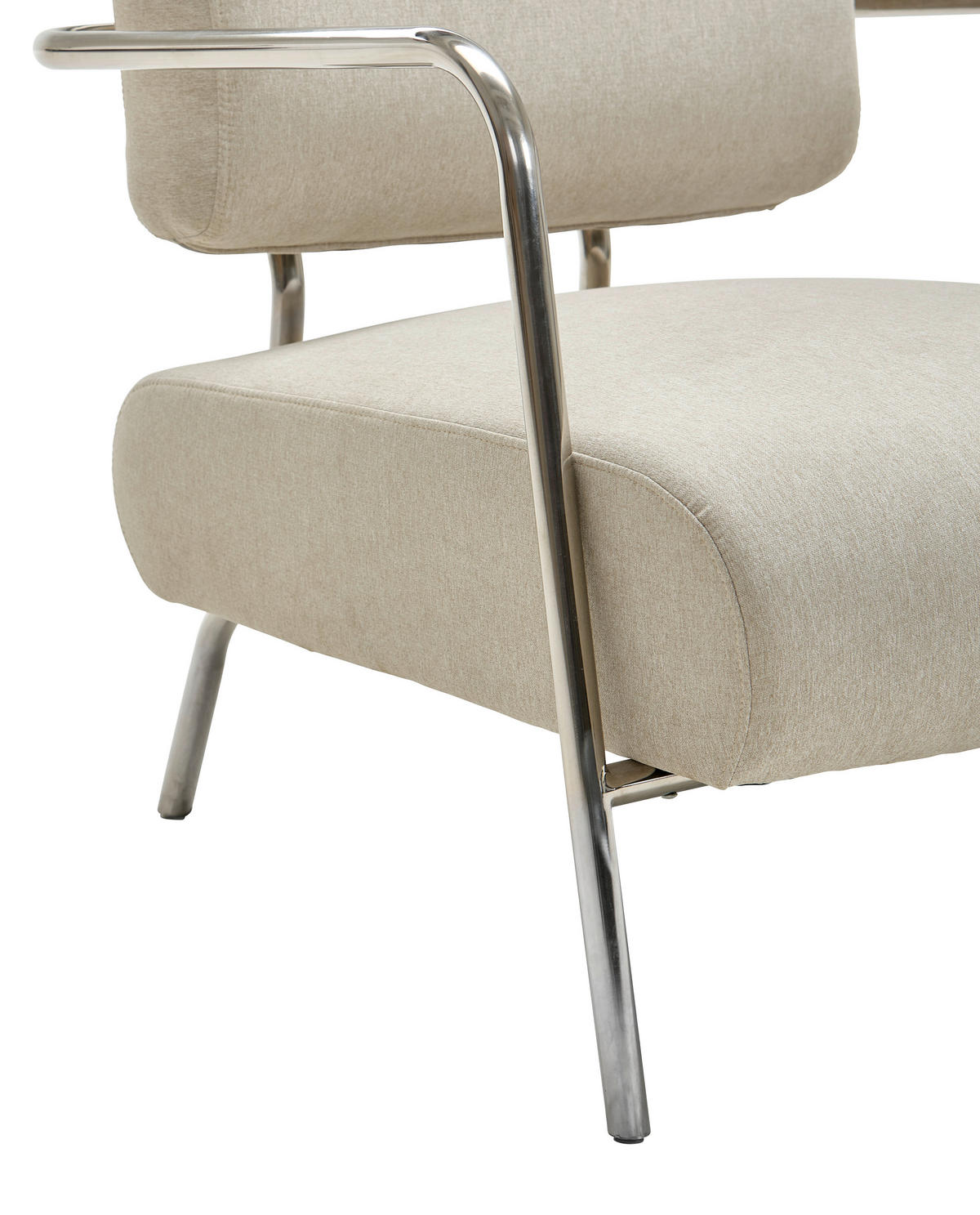 SESSEL in Leinenoptik Chromfarben, Beige  - Chromfarben/Beige, Trend, Textil/Metall (70/82/74cm) - Livetastic