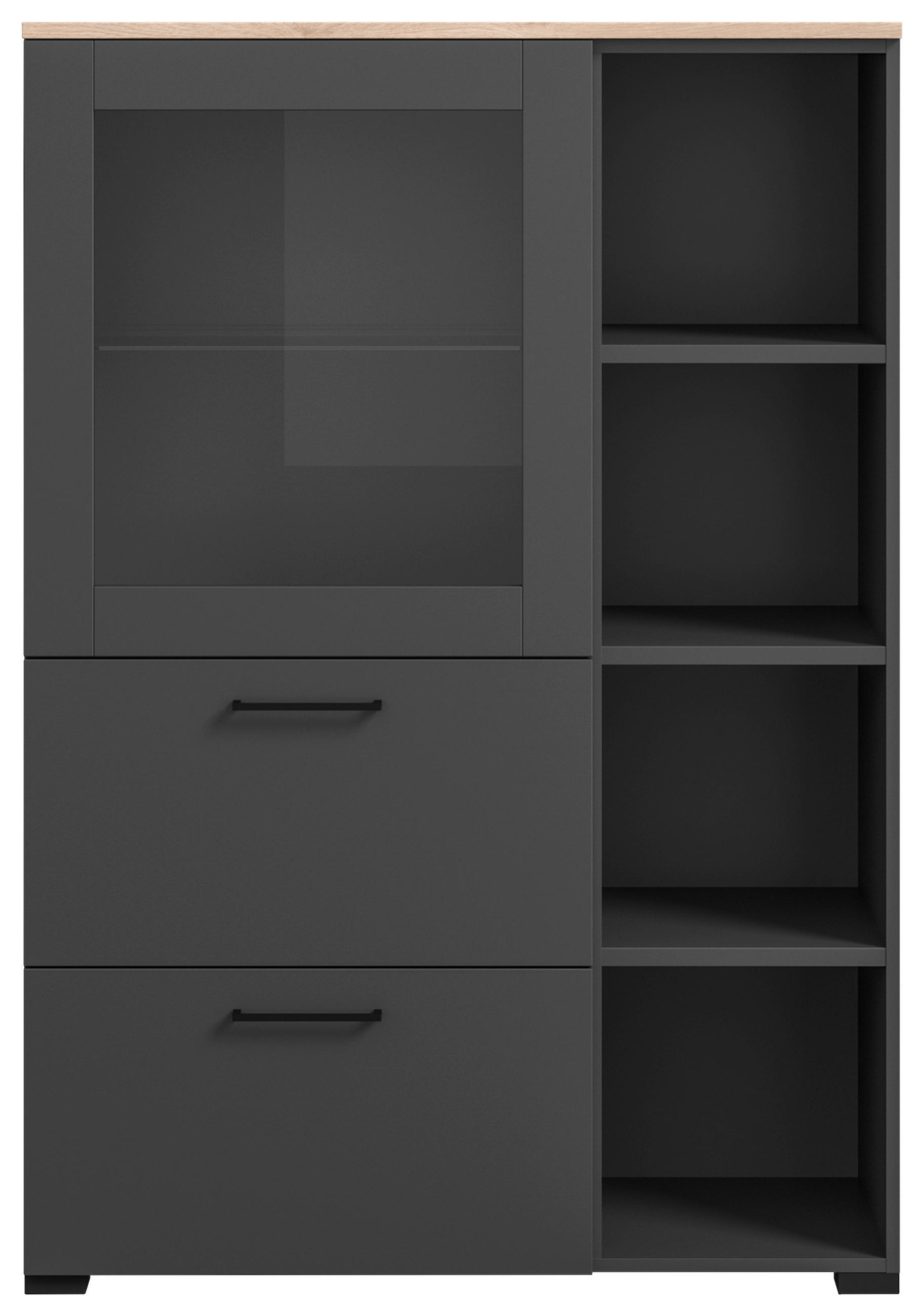 VITRINE in Graphitfarben  - Anthrazit/Graphitfarben, Design, Glas/Holzwerkstoff (100/143,3/41,9cm) - Cantus