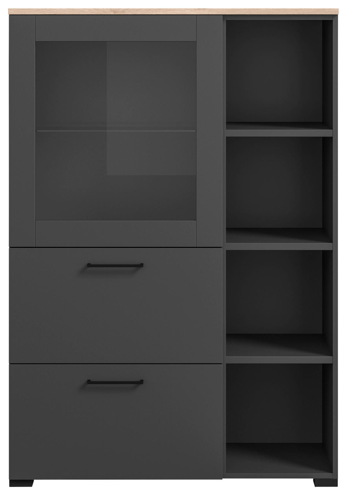 VITRINEGraphitfarben  - Anthrazit/Graphitfarben, Design, Glas/Holzwerkstoff (100/143,3/41,9cm) - Cantus