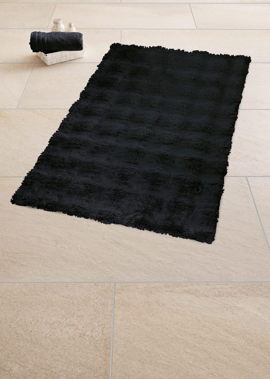 BADEMATTE Schwarz 70/120 cm  - Schwarz, Konventionell, Kunststoff/Textil (70/120cm) - Kleine Wolke