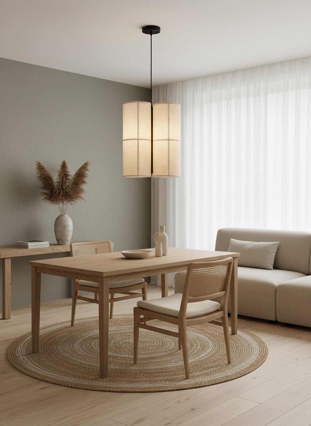 HÄNGELEUCHTE 37/120 cm    - Beige, Design, Kunststoff/Textil (37/120cm) - Collet's Monde