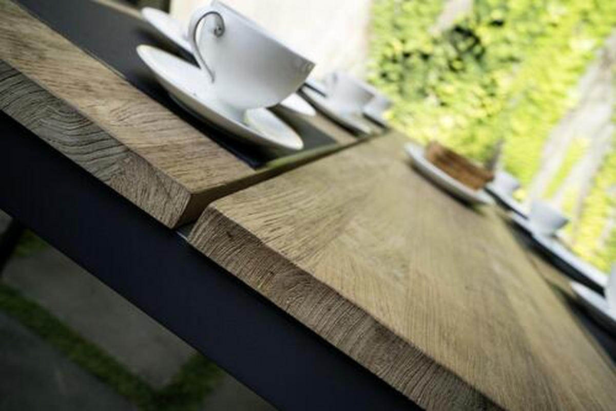 GARTENTISCH 180/100/75 cm  - Graphitfarben/Teakfarben, Design, Holz/Metall (180/100/75cm) - Zebra 