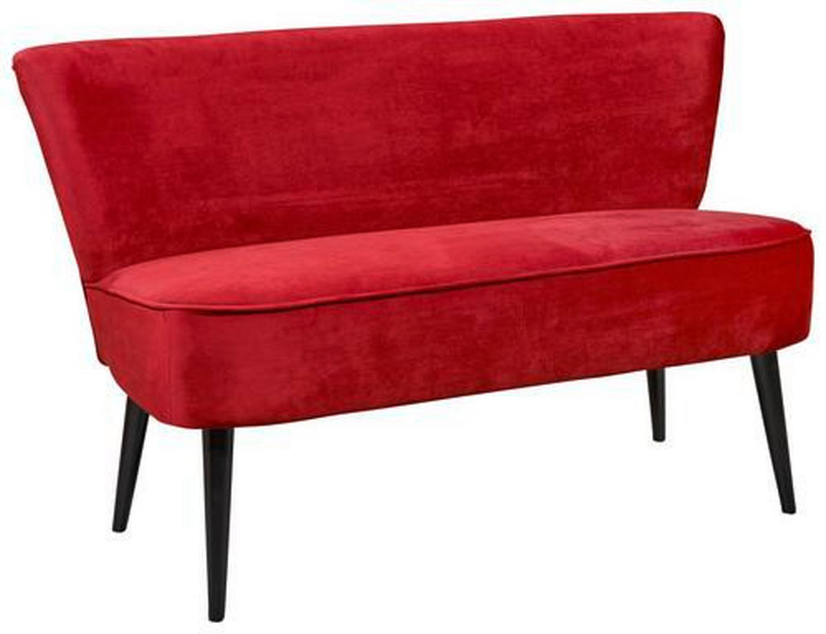 SITZBANK 140/83/75 cm Mikrovelours Rot Holz  - Rot/Schwarz, Trend, Holz/Textil (140/83/75cm) - MID.YOU