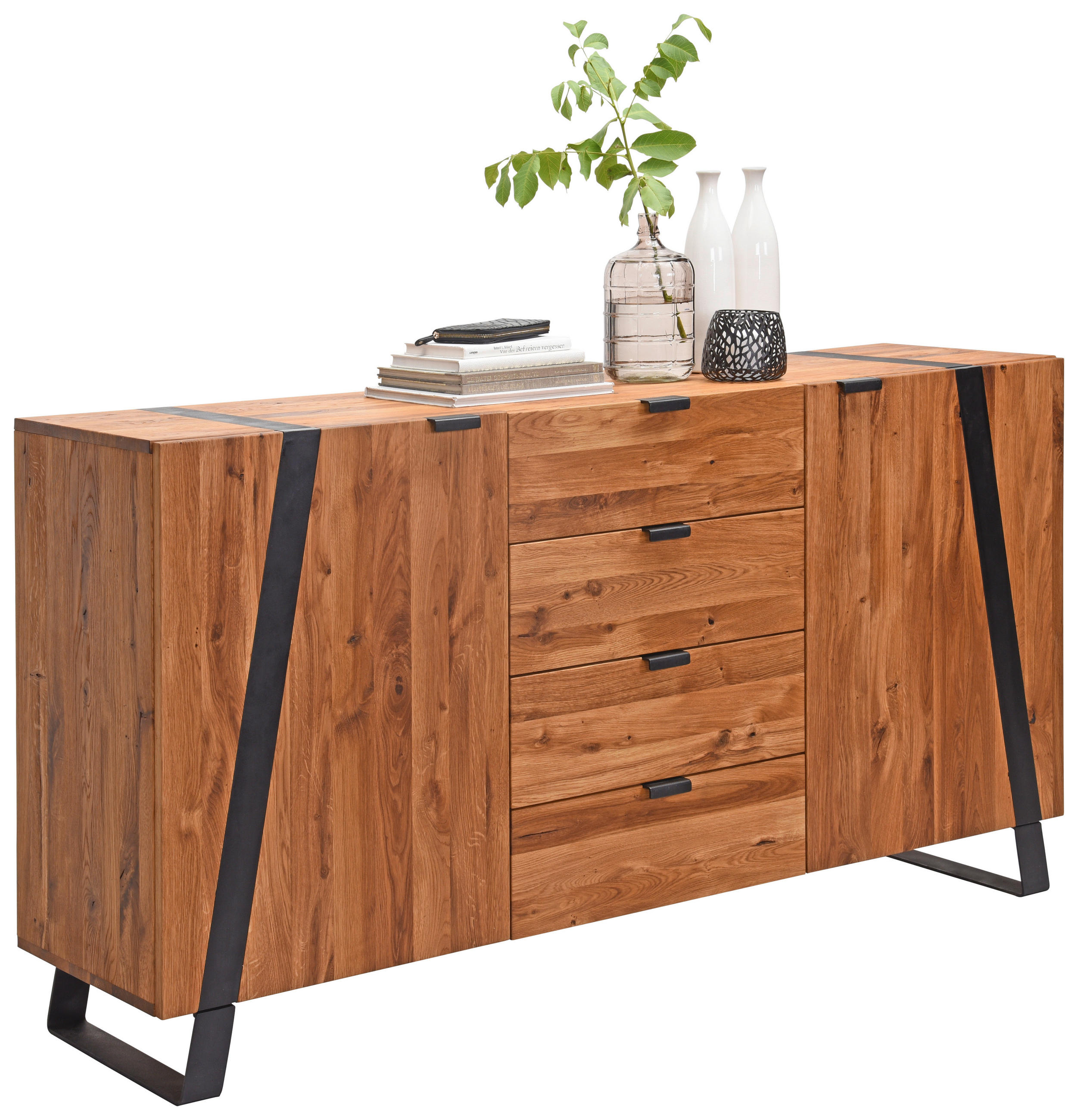 Landscape Sideboard Schwarz, Eiche 172.8x90.6x43 cm