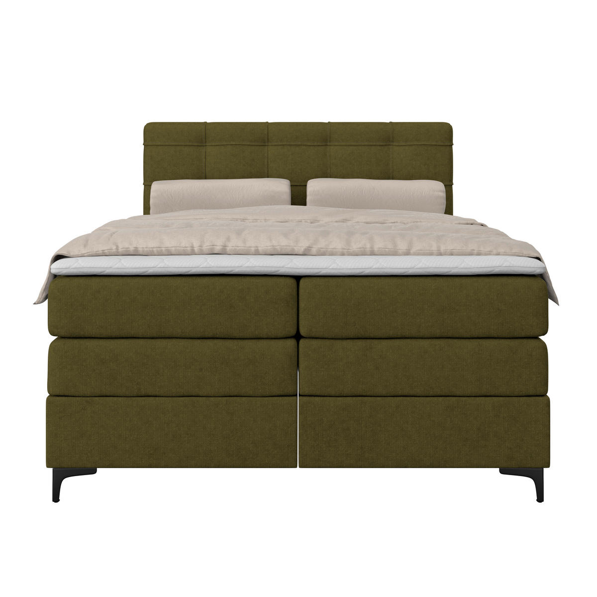 BOXSPRINGBETT 140/200 cm,  in Grün, H3 = fest  - Schwarz/Grün, KONVENTIONELL, Kunststoff/Textil (140/200cm)