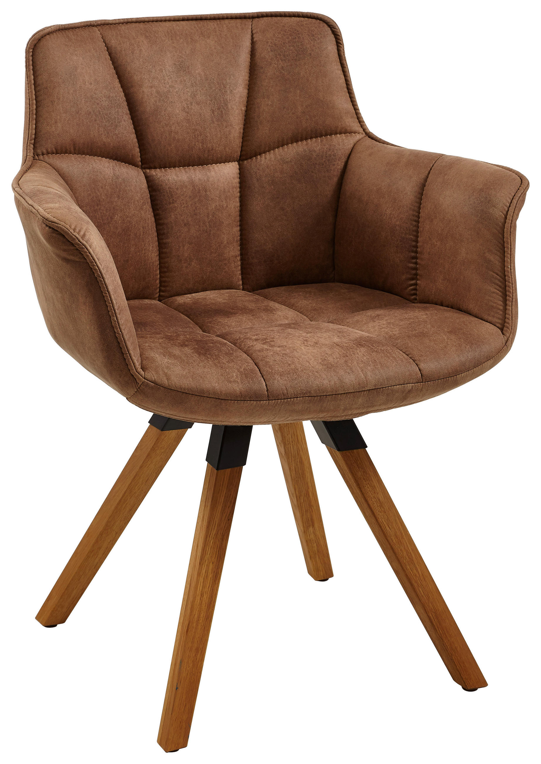 ARMLEHNSTUHL Mikrofaser Schlammfarben, Eichefarben Typenauswahl, Gestellauswahl - Schlammfarben/Eichefarben, Design, Holz/Textil (67/85/60cm) - Musterring