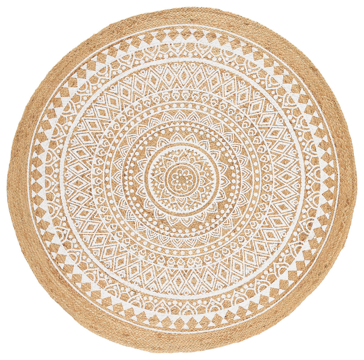 JUTETEPPICH 120 cm Naturfarben, Weiß  - Naturfarben/Weiß, Natur, Textil (120cm) - Linea Natura