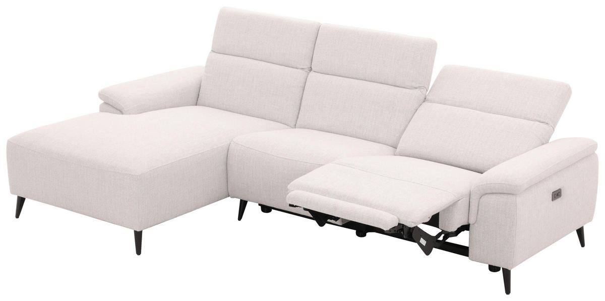 ECKSOFA inkl. Funktionen Hellgrau Leinenoptik  - Schwarzchrom/Hellgrau, Design, Holz/Kunststoff (270/75/171cm) - Xora