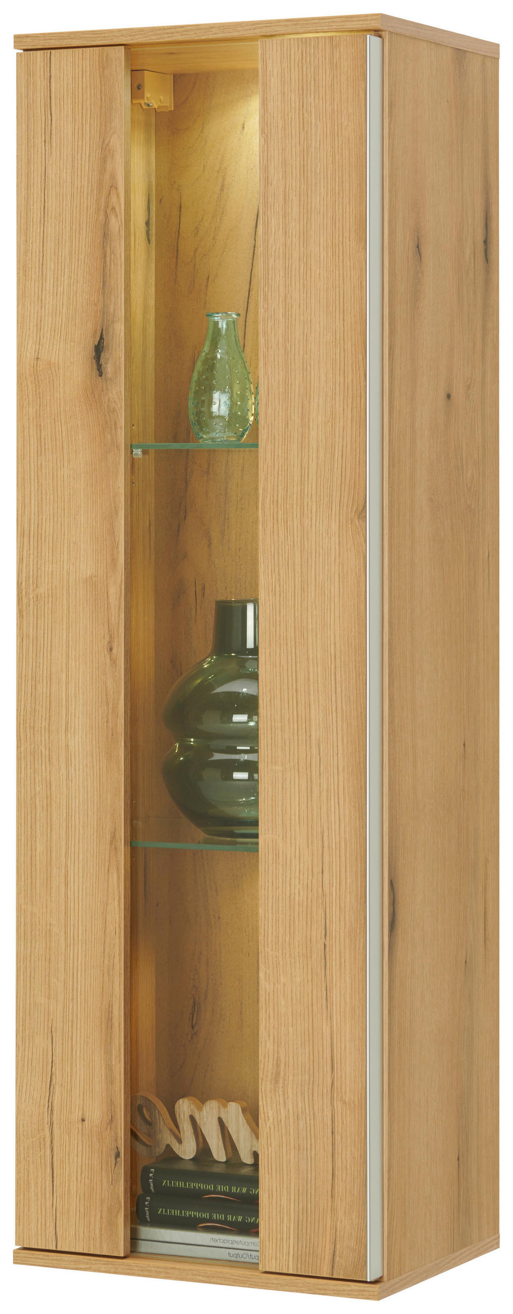 VITRINĂ SUSPENDATĂ  in străveziu, culoare lemn stejar  - străveziu/culoare lemn stejar, Modern, plastic/sticlă (42,2/129,8/32cm) - Modern Living