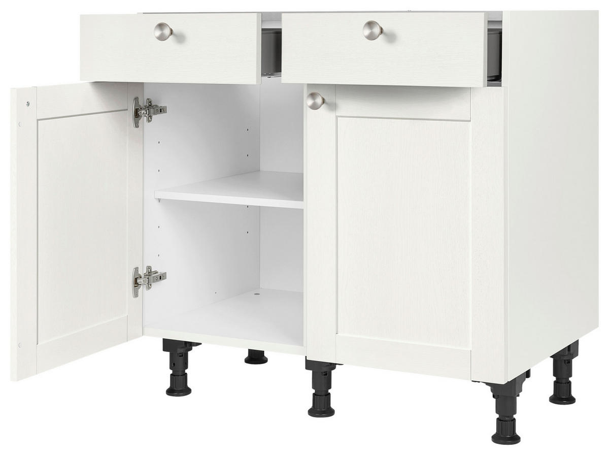 SCHUBKASTENUNTERSCHRANK 90/87/56 cm  in Weiß  - Edelstahlfarben/Weiß, MODERN, Holzwerkstoff/Metall (90/87/56cm) - Nobilia