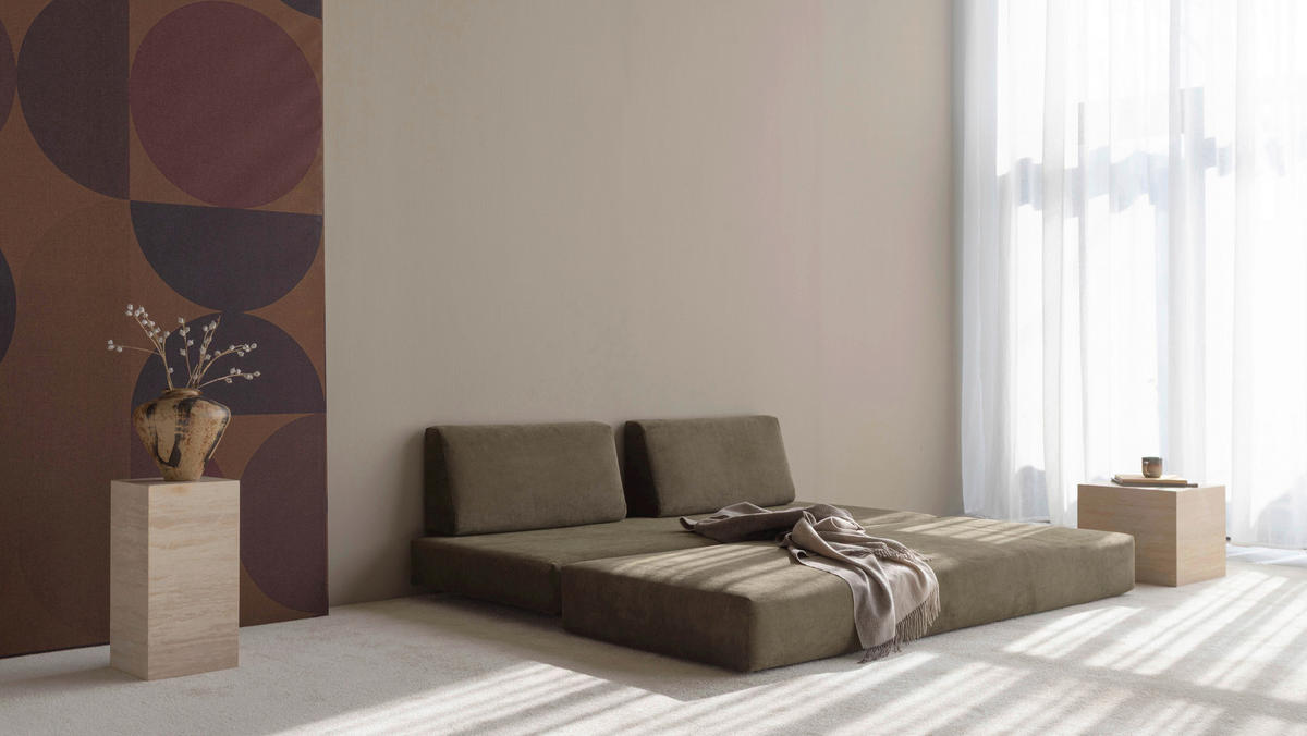 SCHLAFSOFA Flachgewebe Grün  - Eichefarben/Grün, Design, Holz/Textil (200/82/80cm) - Niels Andersson