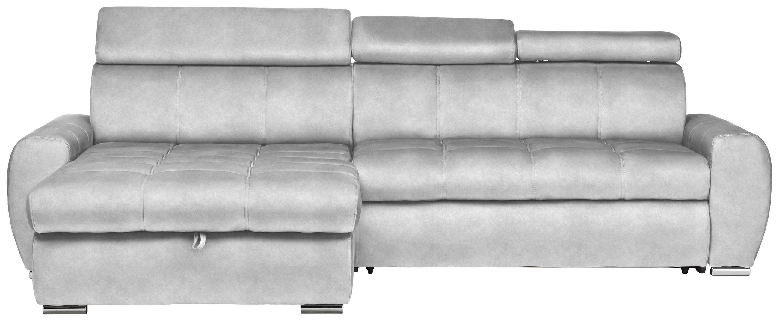 ECKSOFA in Velours Hellgrau  - Chromfarben/Hellgrau, Design, Kunststoff/Textil (173/276cm) - Stylife