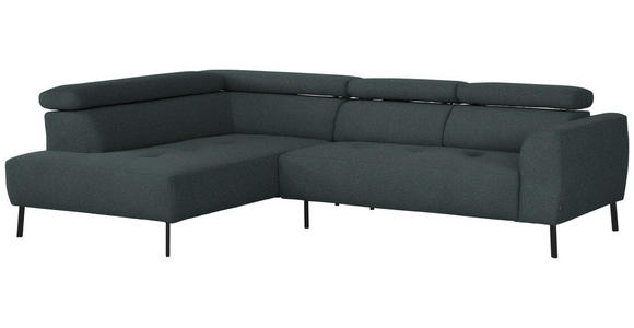 ECKSOFA in Struktur Dunkelgrau 205/280 cm - Dunkelgrau/Schwarz, Design, Textil/Metall (205/280cm) - Xora