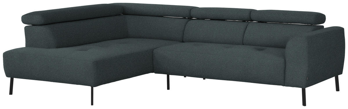 ECKSOFA in Struktur Dunkelgrau  205/280 cm  - Dunkelgrau/Schwarz, Design, Textil/Metall (205/280cm) - Xora