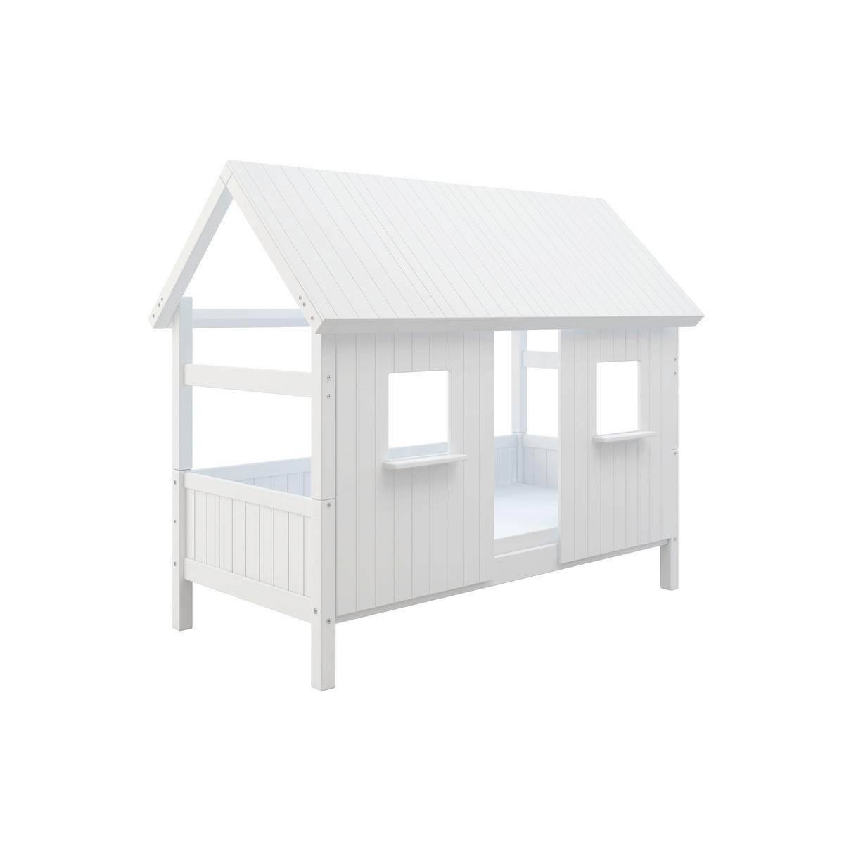 HAUSBETT 90/200 cm,  in Weiß, Rollrost  - Weiß, MODERN, Holz (90/200cm) - Chameo