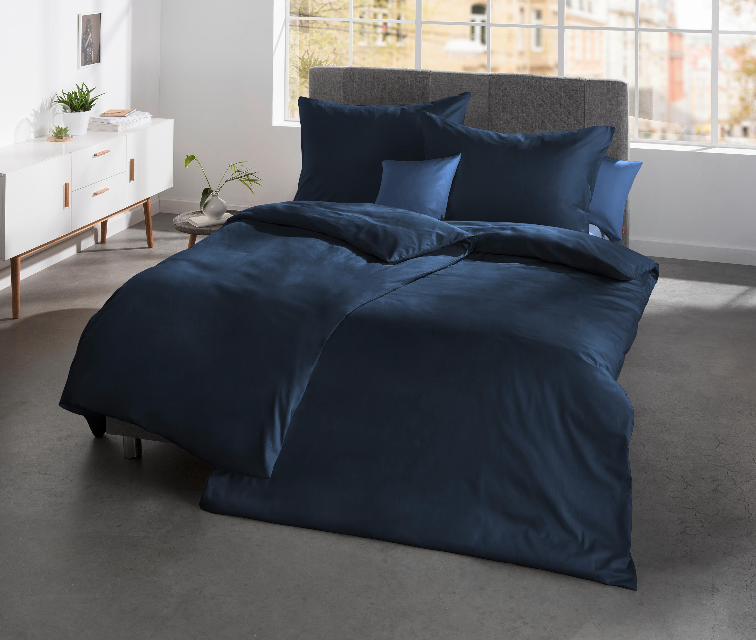 BETTWÄSCHE Satin 200/220 cm - Blau, Basics, Textil (200/220cm) - Fleuresse