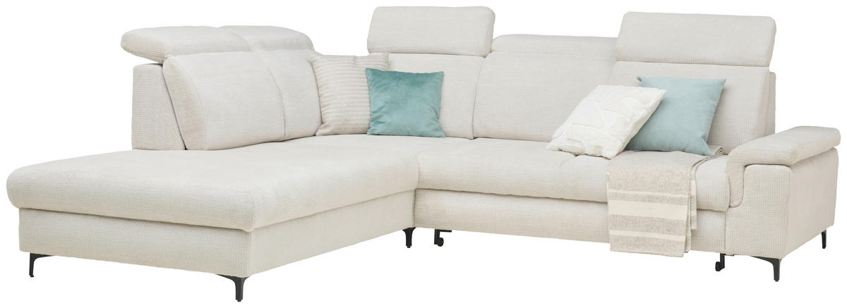 ECKSOFA in Struktur Beige  - Beige/Schwarz, Design, Textil/Metall (270/292cm) - Stylife