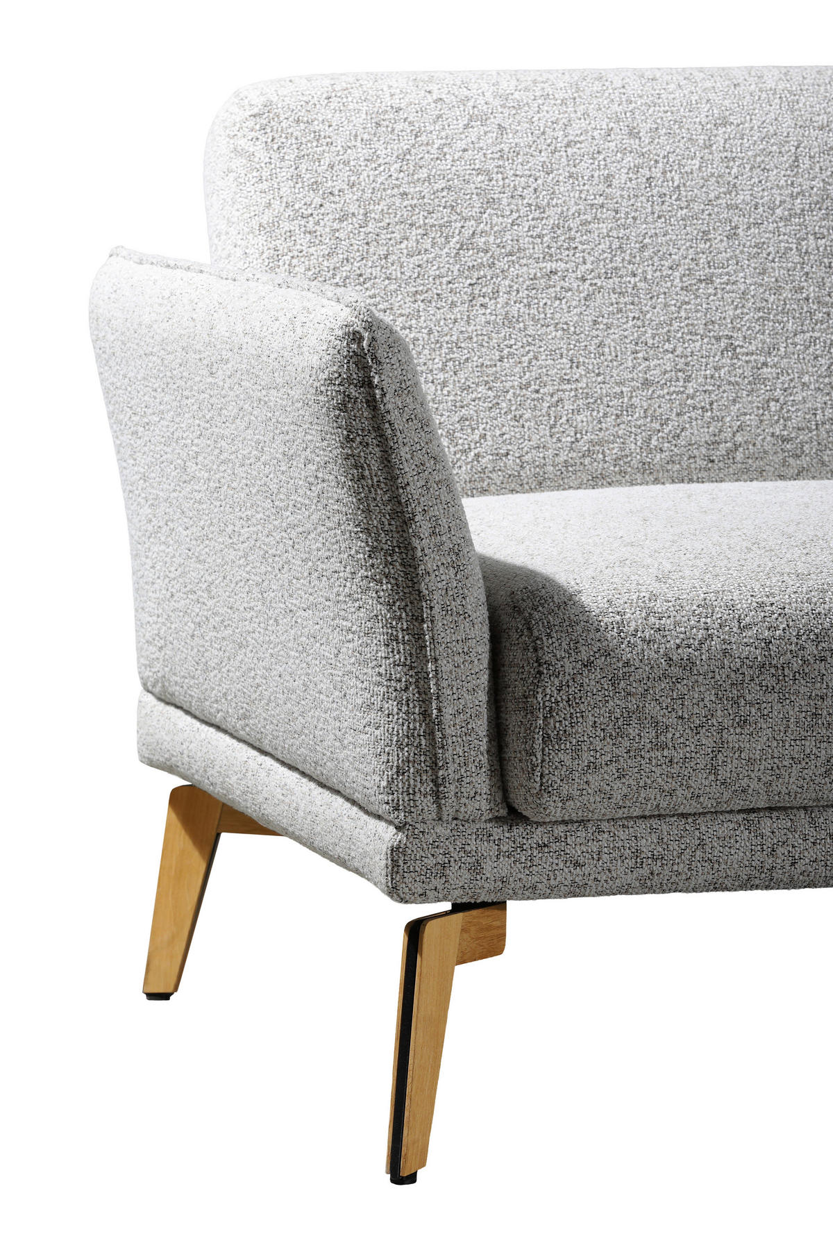 ECKSOFA Creme, Hellgrau Flachgewebe  - Eichefarben/Creme, Design, Holz/Textil (289/164cm) - Valnatura