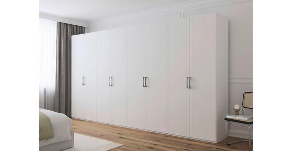 DREHTÜRENSCHRANK  in Weiß  - Edelstahlfarben/Weiß, Basics, Holzwerkstoff/Metall (400/223/61cm) - Novel