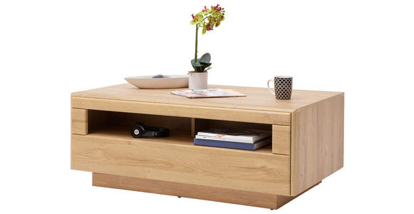 COUCHTISCH in Holzwerkstoff 115/70/45 cm  - Eichefarben/Silberfarben, KONVENTIONELL, Holzwerkstoff/Metall (115/70/45cm) - Cantus