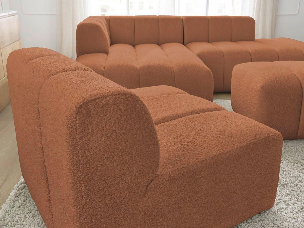 ECKSOFA Ottomane links  ANNECY Orange Bouclé  - Schwarz/Orange, MODERN, Kunststoff/Textil (170/262cm)