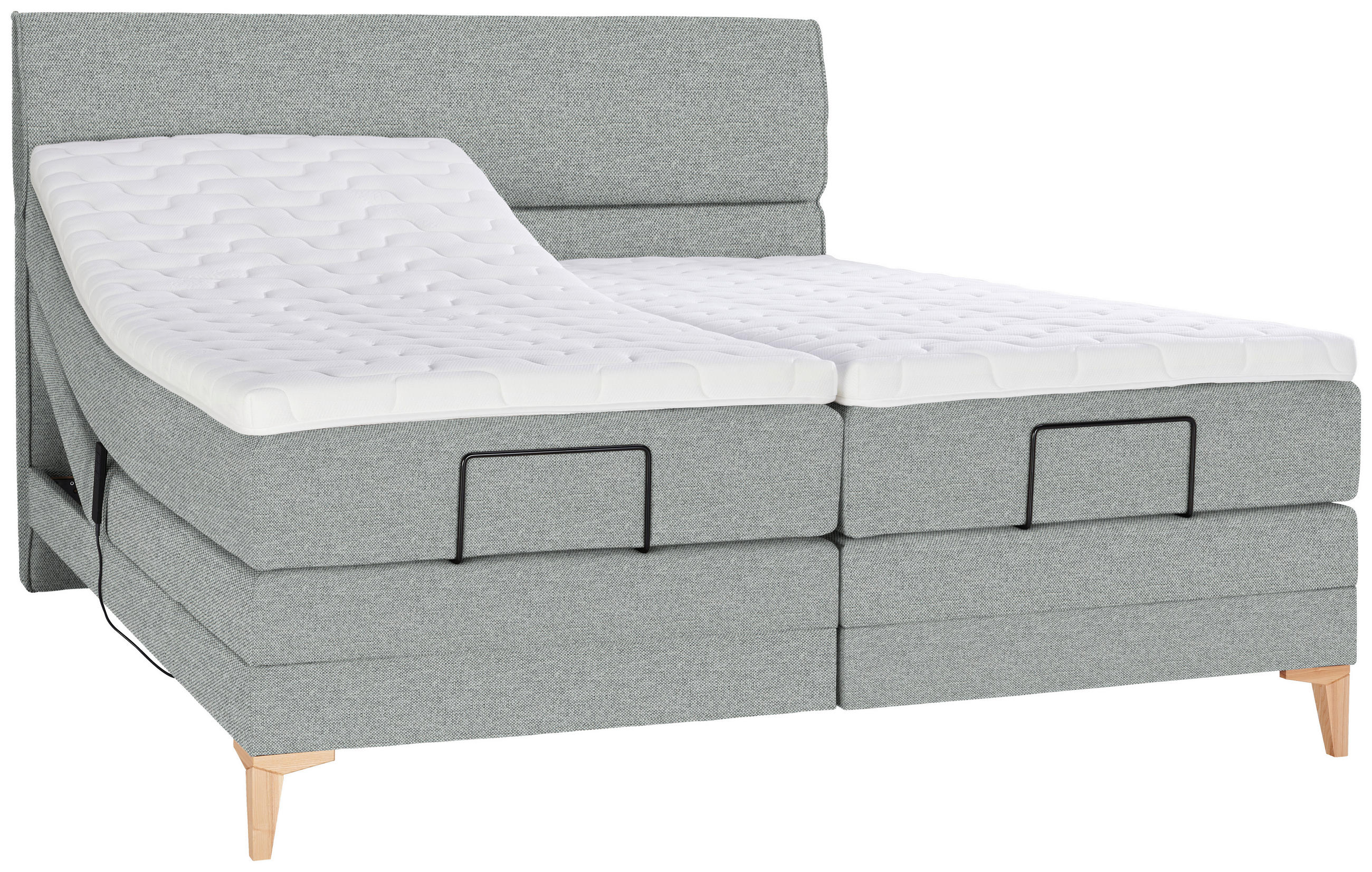 BOXSPRINGBETT 180/200 cm  in Grau  - Eichefarben/Grau, Konventionell, Holz/Textil (180/200cm) - Voleo