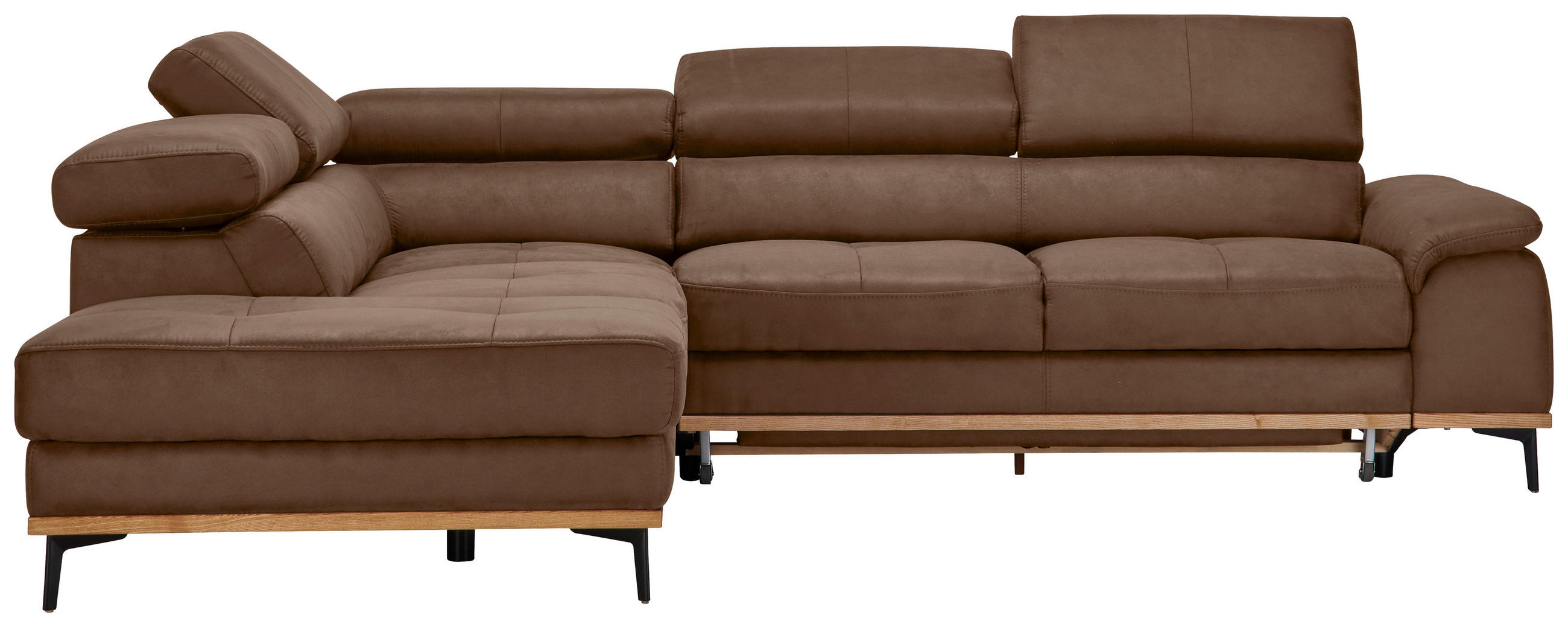ECKSOFA in Lederlook Rotbraun  - Rotbraun/Schwarz, Natur, Holz/Textil (226/282cm) - Novel