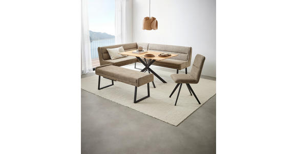 ECKBANK 159/217 cm Webstoff Schwarz, Taupe - Taupe/Schwarz, Design, Textil/Metall (159/217cm) - Novel