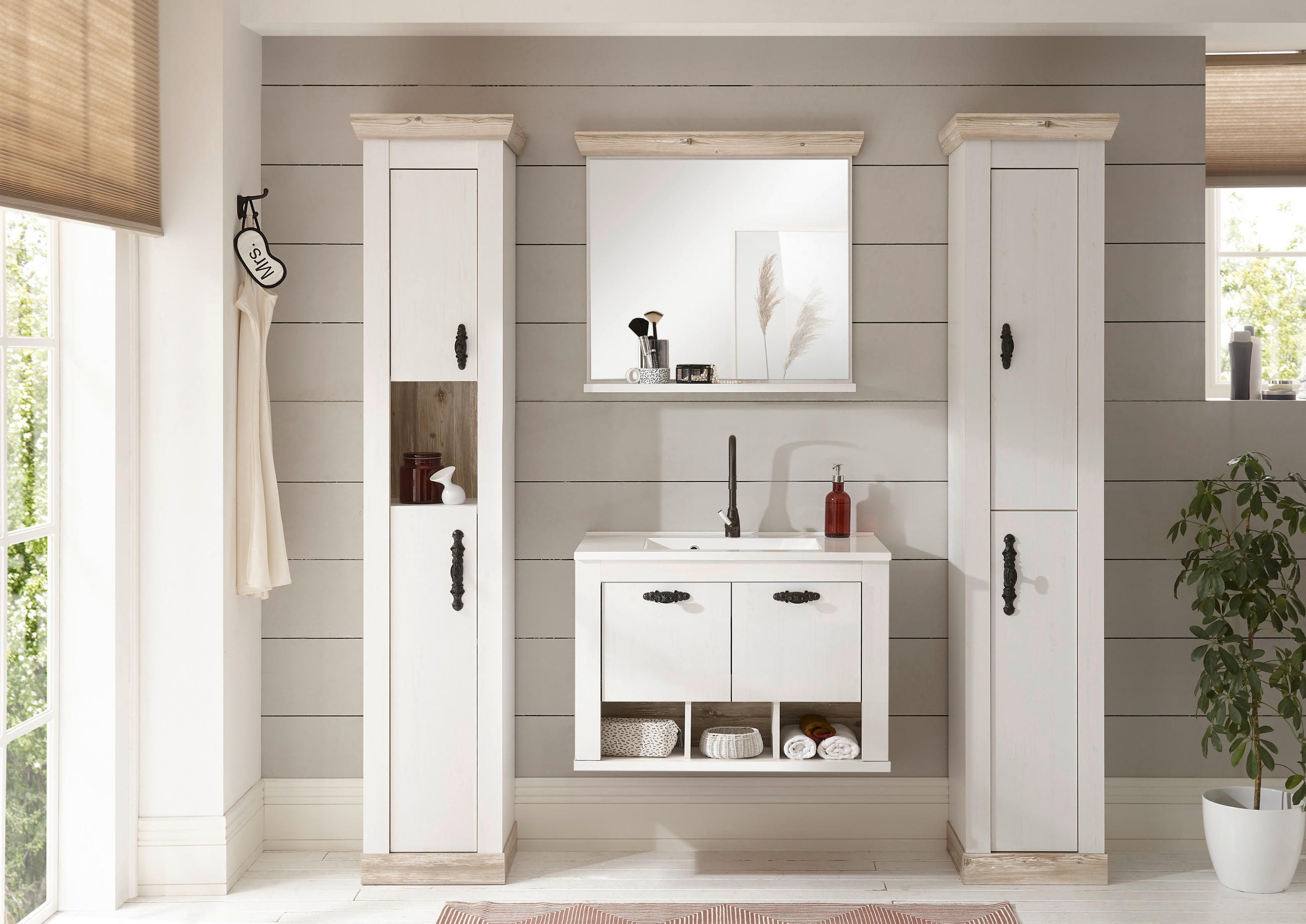 BADEZIMMER 4-teilig  in  - Schwarz/Weiß, Design, Naturmaterialien/Holzwerkstoff (205/200/46cm) - MID.YOU