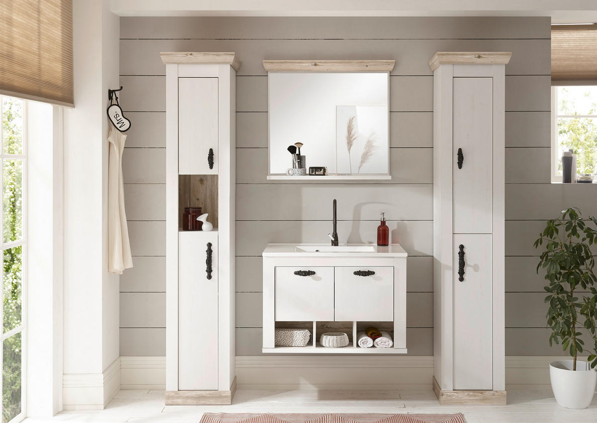 BADEZIMMER 4-teilig  in  - Schwarz/Weiß, Design, Naturmaterialien/Holzwerkstoff (205/200/46cm) - MID.YOU