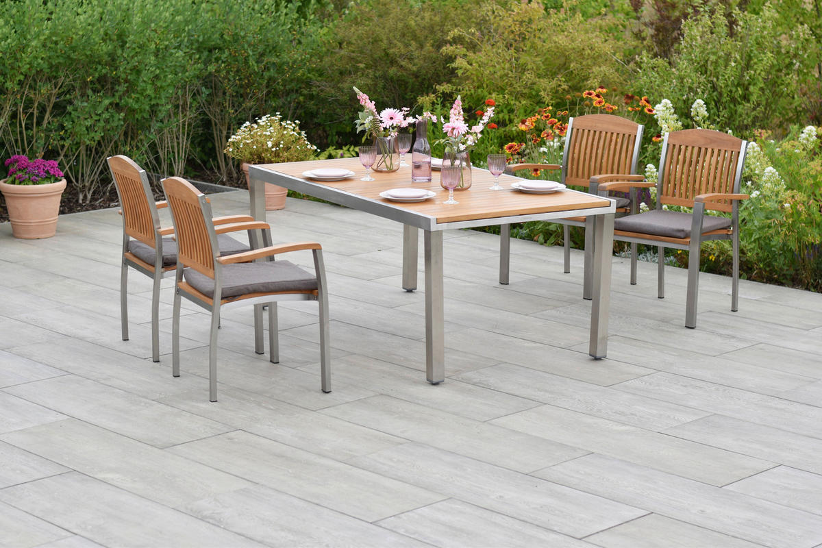 GARTENSET 9-teilig  - Silberfarben/Naturfarben, MODERN, Holz/Textil - Gardenson