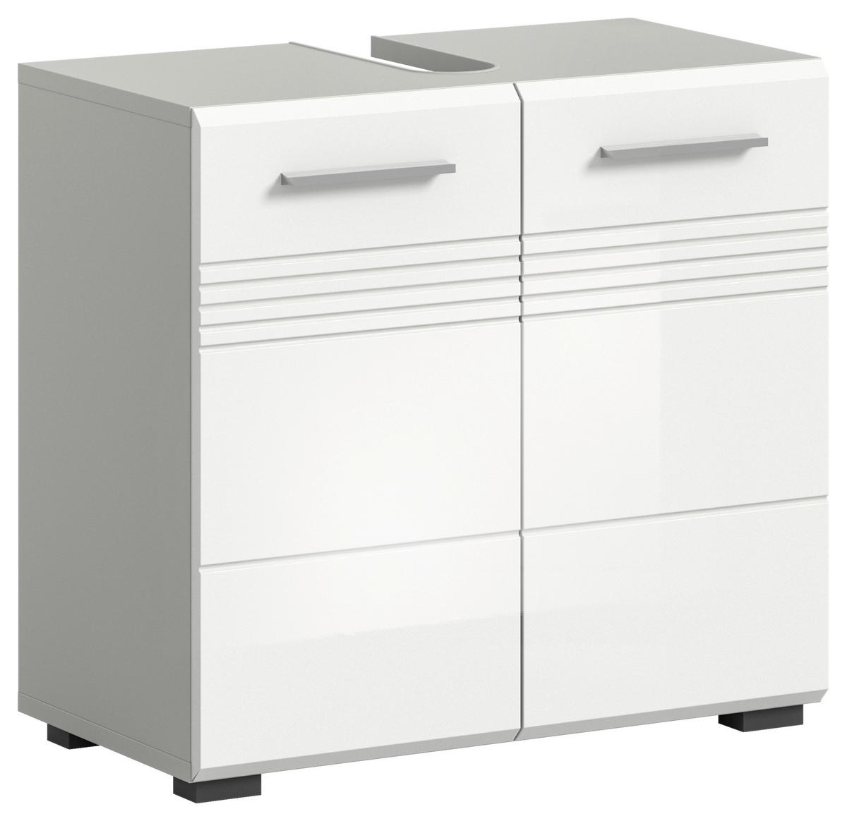 WASCHBECKENUNTERSCHRANK 60/56/32 cm  - Chromfarben/Weiß Hochglanz, MODERN, Holzwerkstoff/Kunststoff (60/56/32cm) - MID.YOU