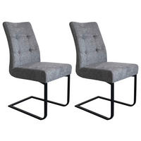 SCHWINGSTUHL-SET 2 Stück  in Stahl Mikrofaser  - Dunkelgrau/Schwarz, LIFESTYLE, Textil/Metall (47/96/62cm) - MID.YOU