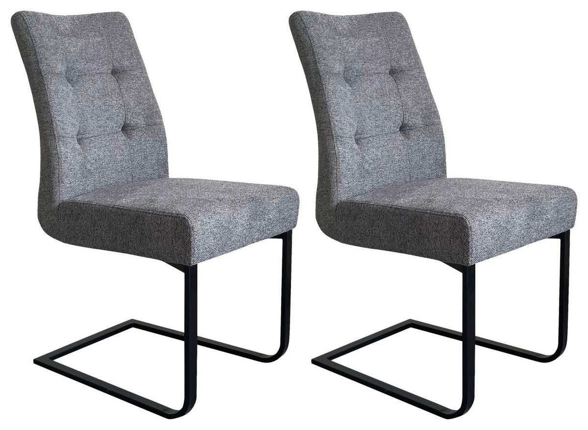 SCHWINGSTUHL-SET 2 Stück  in Stahl Mikrofaser  - Dunkelgrau/Schwarz, LIFESTYLE, Textil/Metall (47/96/62cm) - MID.YOU