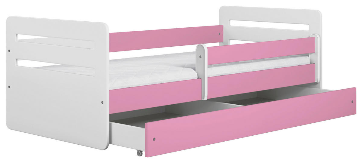 KINDER-/JUNIORBETT 80/160 cm  in Weiß, Pink  - Pink/Birkefarben, MODERN, Holz/Holzwerkstoff (80/160cm) - MID.YOU