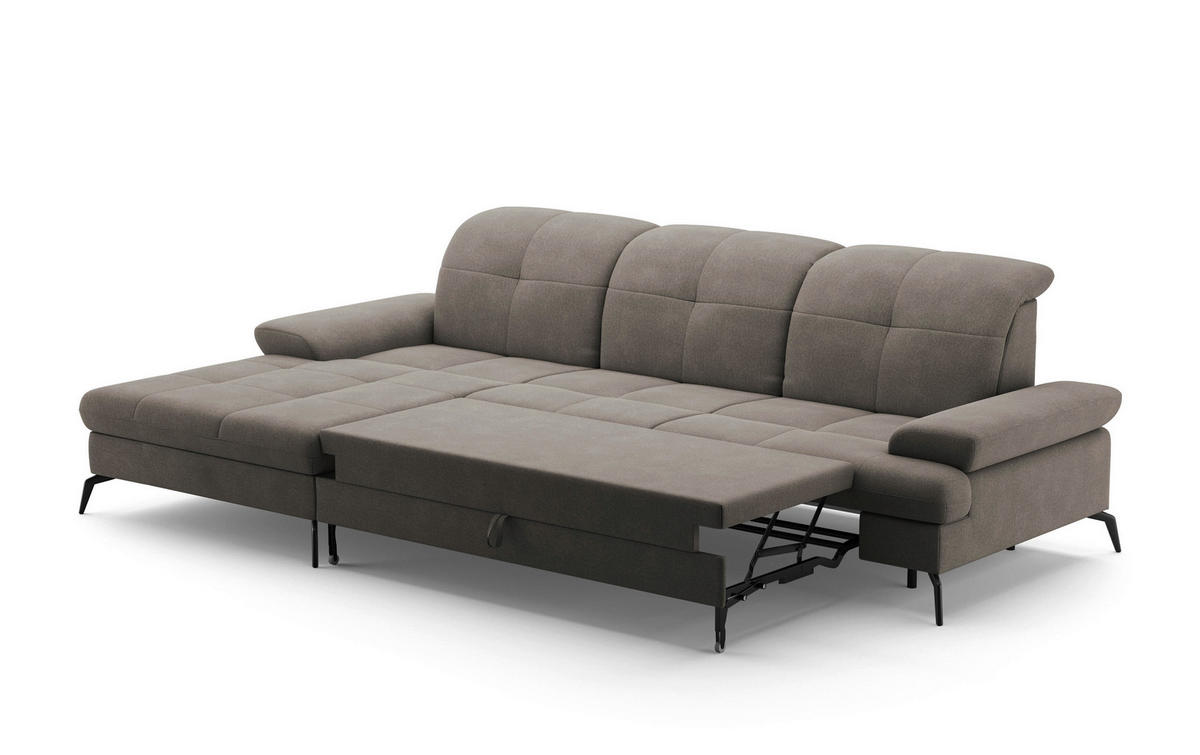 ECKSOFA in Flachgewebe Schlammfarben  - Schlammfarben/Schwarz, Konventionell, Textil/Metall (185/279cm) - Sit & More