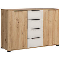 SIDEBOARD  130/87/40 cm 4 Schublade(n)  - Kaschmir/Schwarz, KONVENTIONELL, Holzwerkstoff/Metall (130/87/40cm) - Carryhome