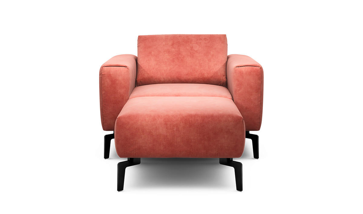 Sessel inkl. Hocker Samt    - Schwarz/Rosa, Design, Textil/Metall (110/85/86-94cm) - SENSOO