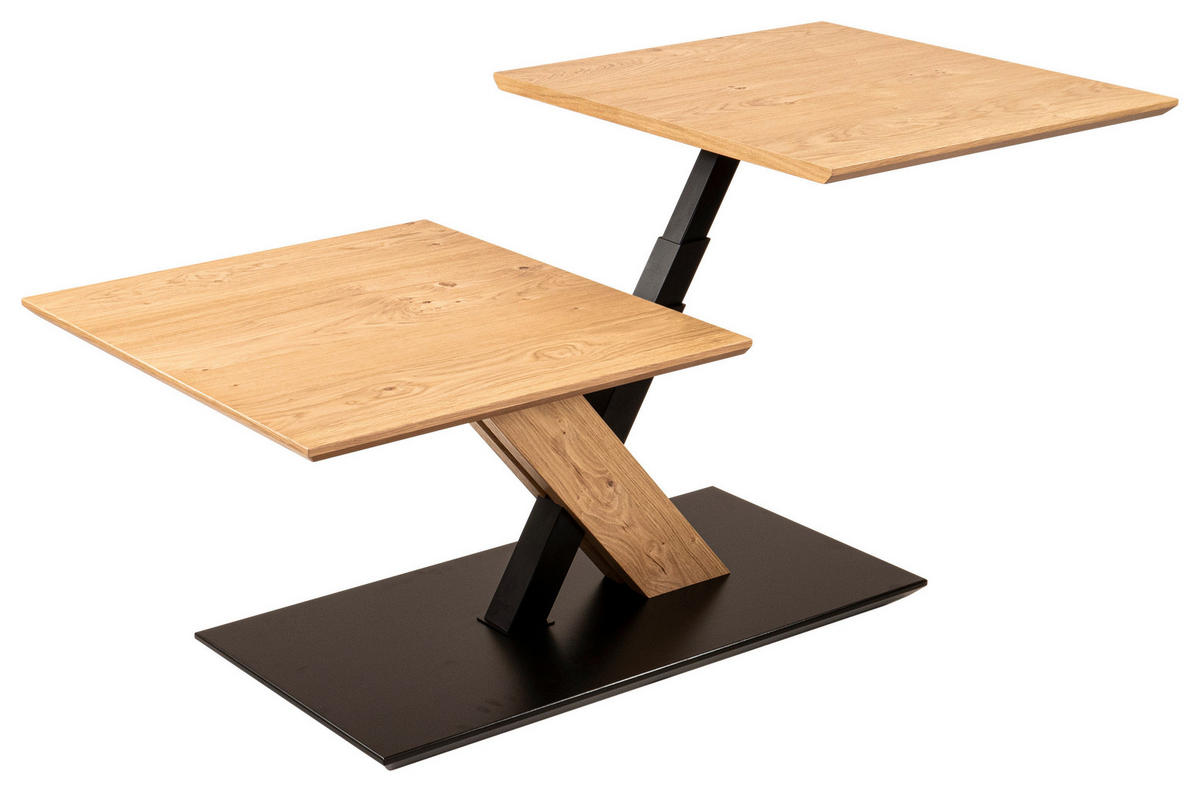COUCHTISCH Metall, Holzwerkstoff 110/60/45 cm  - Eichefarben/Schwarz, Natur, Holzwerkstoff/Metall (110/60/45cm) - Venda