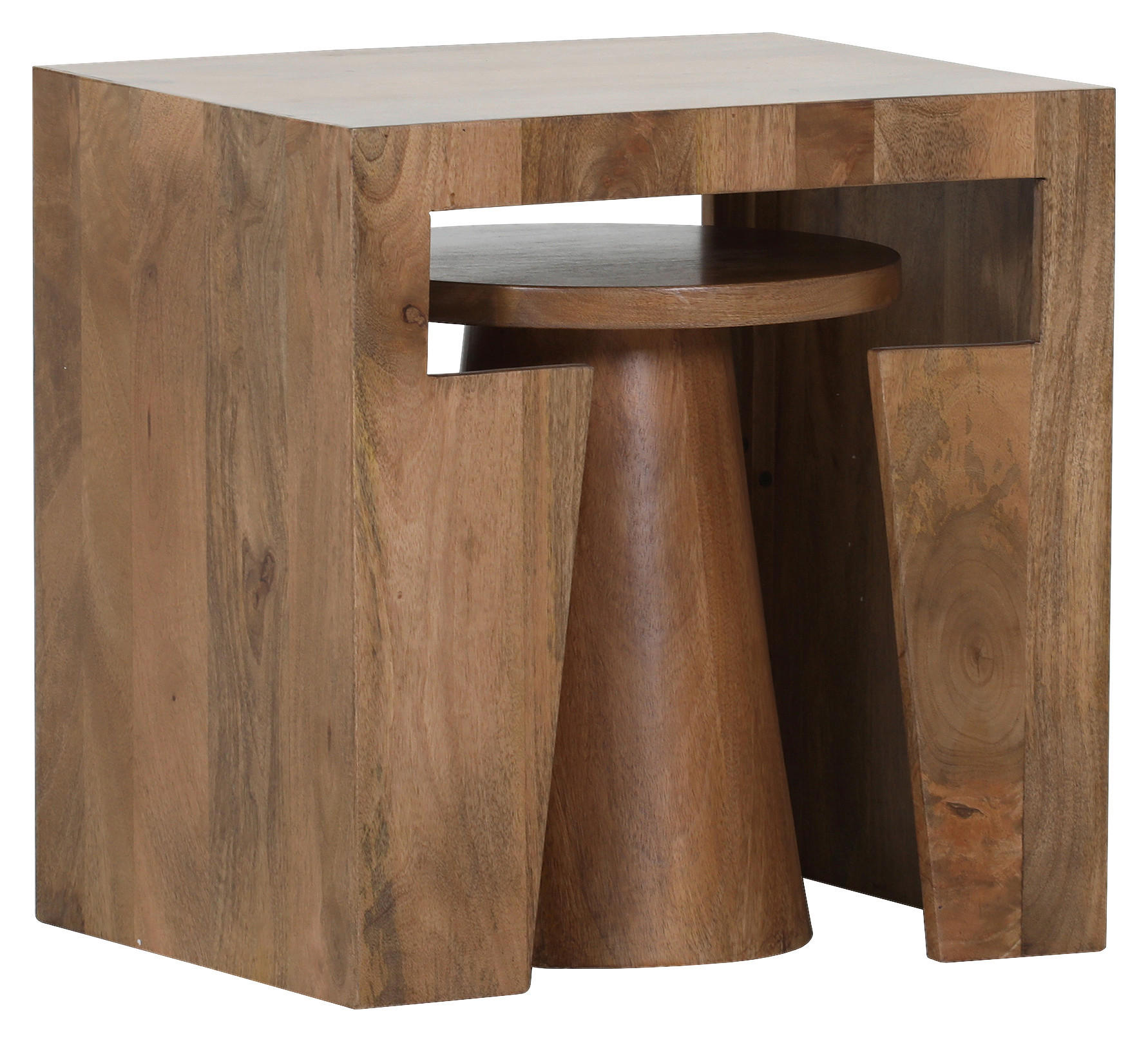 BEISTELLTISCHSET Mangoholz massiv rechteckig Braun  - Braun, Design, Holz (50/40/50cm) - Ambia Home