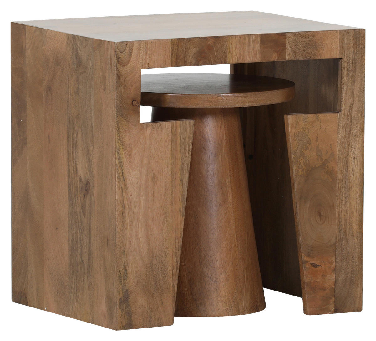 SADA STOLKŮ, mangové dřevo, hnědá - hnědá, Design, dřevo (50/40/50cm) - Ambia Home