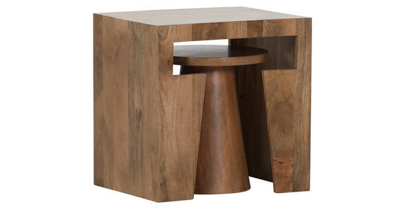 BEISTELLTISCHSET Mangoholz massiv rechteckig Braun - Braun, Design, Holz (50/40/50cm) - Ambia Home
