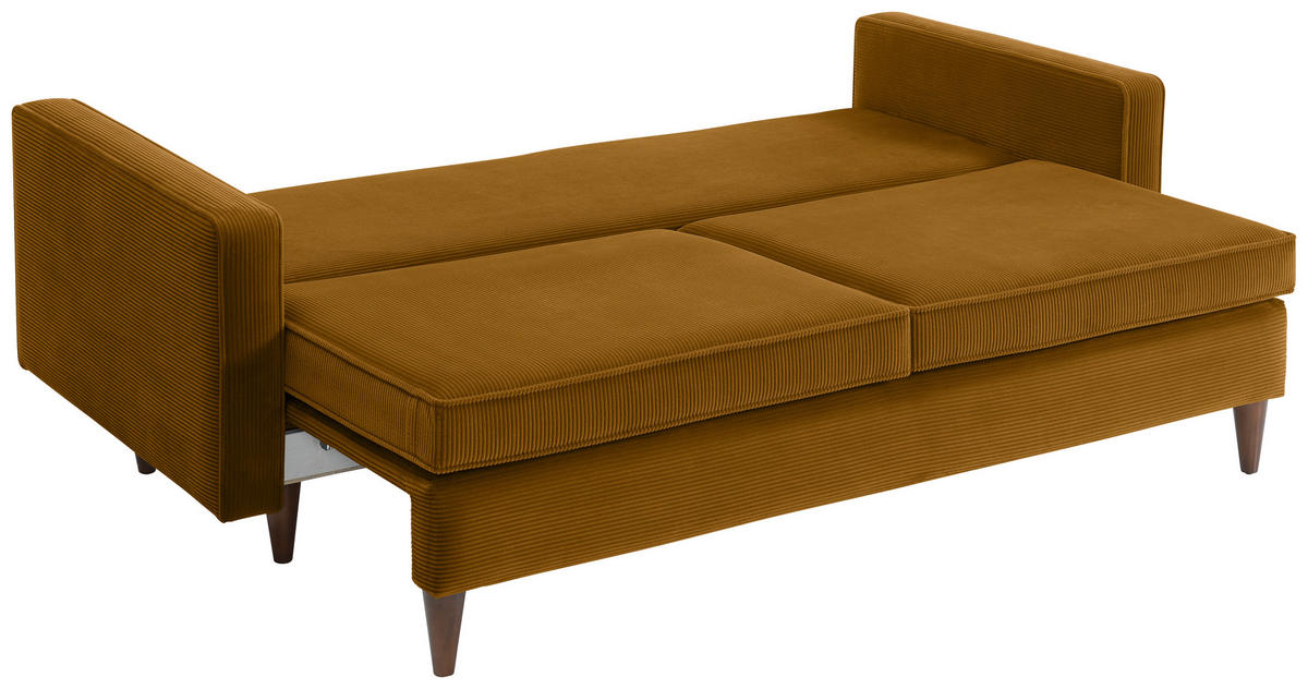 SCHLAFSOFA Cord Currygelb  - Currygelb/Buchefarben, MODERN, Holz/Textil (208/78/96cm) - Livetastic