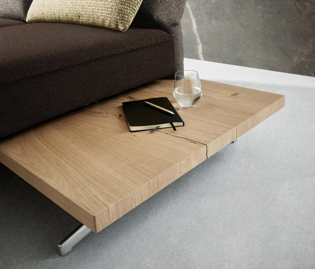 ECKSOFA in Flachgewebe Braun  132/240 cm  - Chromfarben/Braun, Design, Holz/Textil (132/240cm) - Koinor