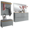 GARDEROBE 6-teilig  in 265/195/40 cm  - Alufarben/Grau, Design, Glas/Holz (265/195/40cm)