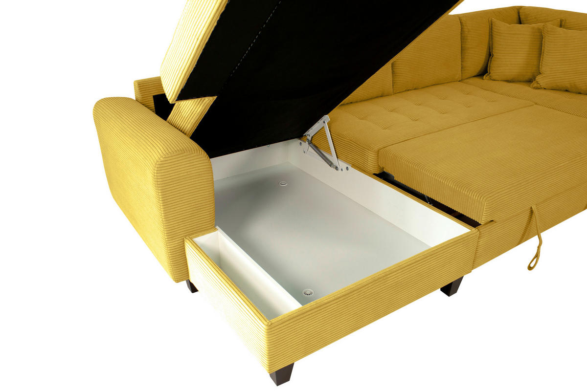 WOHNLANDSCHAFT MORITZ Senfgelb Cord  - Senfgelb, Trend, Textil (155/324/178cm) - P & B