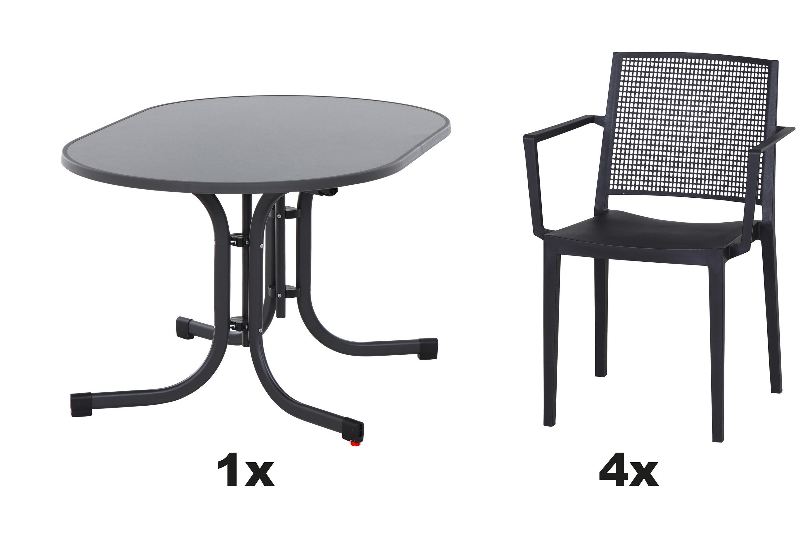GARTENGARNITUR 3-teilig Stahl  - Anthrazit, Basics, Kunststoff/Metall (90/80/138cm) - Siena Garden