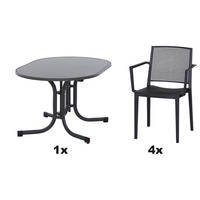 GARTENGARNITUR 3-teilig  - Anthrazit, Basics, Holzwerkstoff/Kunststoff (90/80/138cm) - Siena Garden